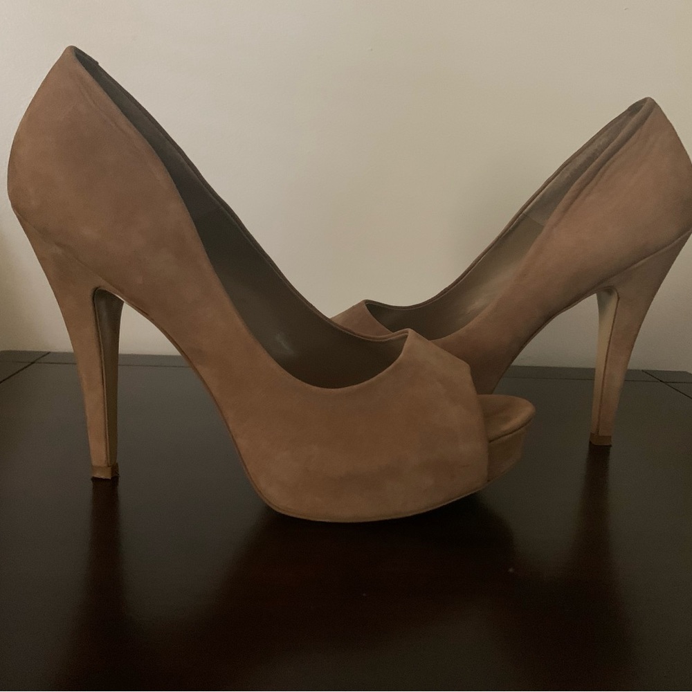 Jessica Simpson Suede Peep Toe Platform Heels